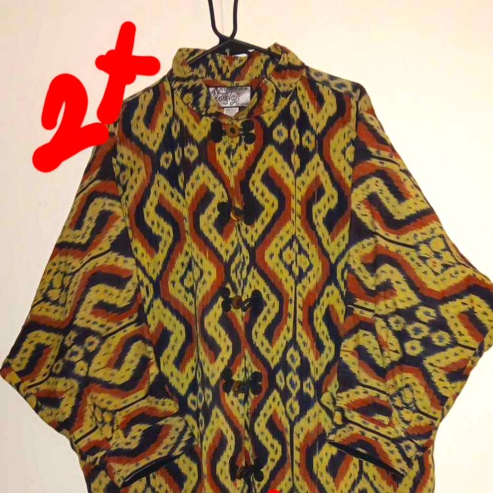 2x/3x sized handmade coat from Indonesia one of a kind